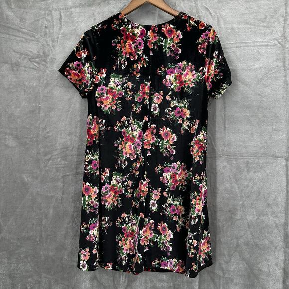 Show Me Your Mumu Dress Womens Large Black Floral Velvet Mini Boho Cottage - Picture 4 of 10